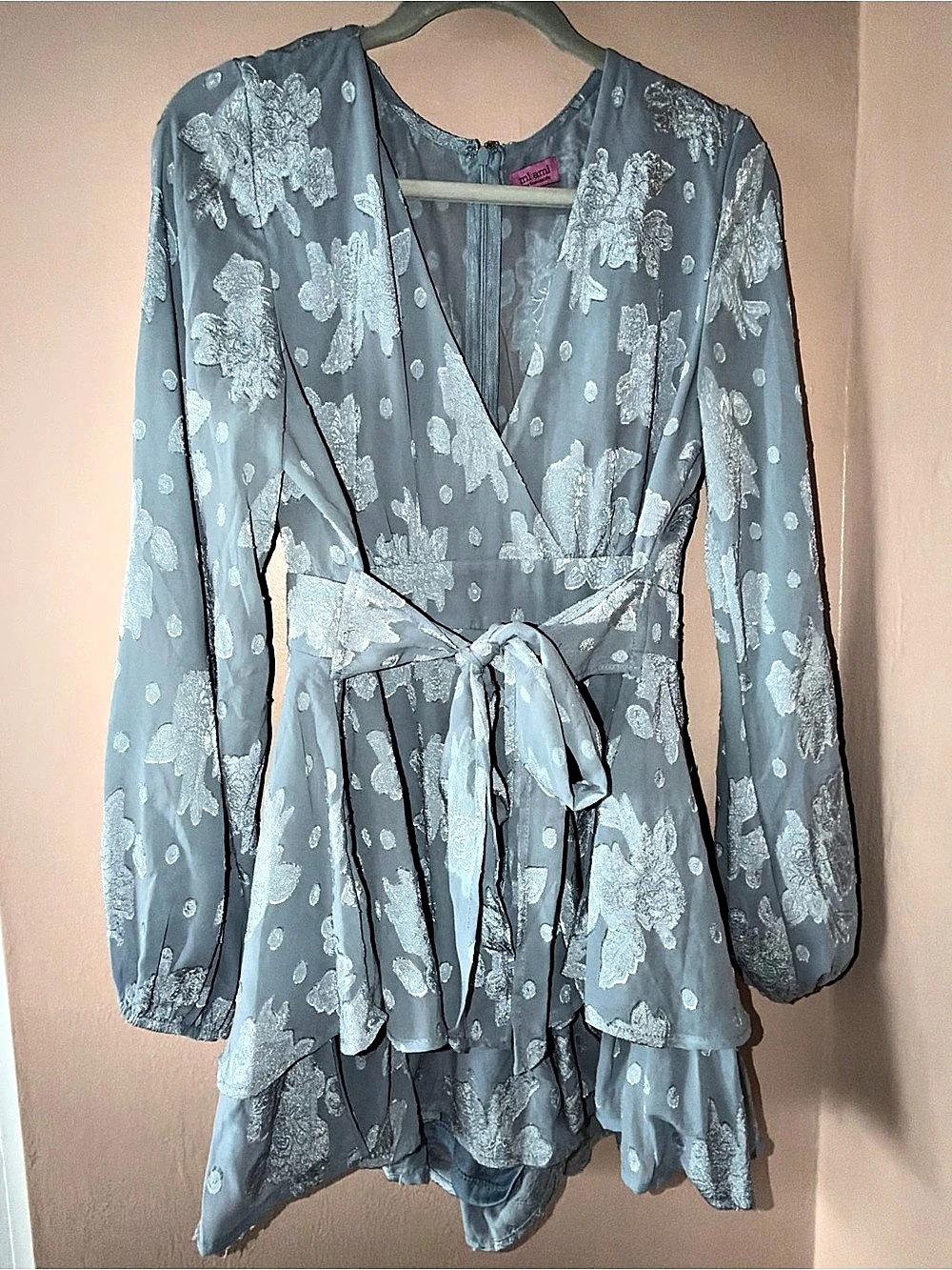 mi ami Floral Mini Dress in Blue & White XL Like New